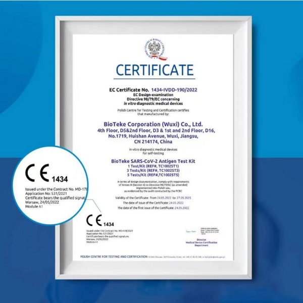CE1434！Bioteke Kit Ujian Antigen SARS-CoV-2 telah lulus pensijilan CE