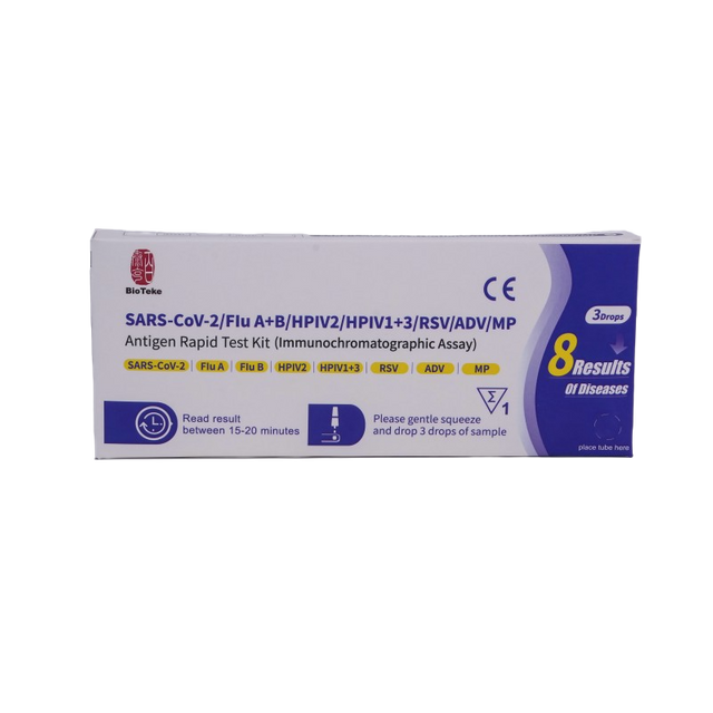 Kit Ujian Rapid Antigen 8 Dalam 1 SARS-CoV-2/Selesema A+B/HPIV2/HPIV1+3/RSV/ADV/MP